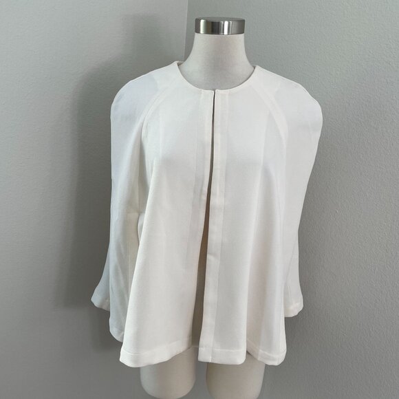 NEW BCBGGeneration Womens Large Whisper Ivory Cape Blazer Jacket Shrug - Picture 1 of 12